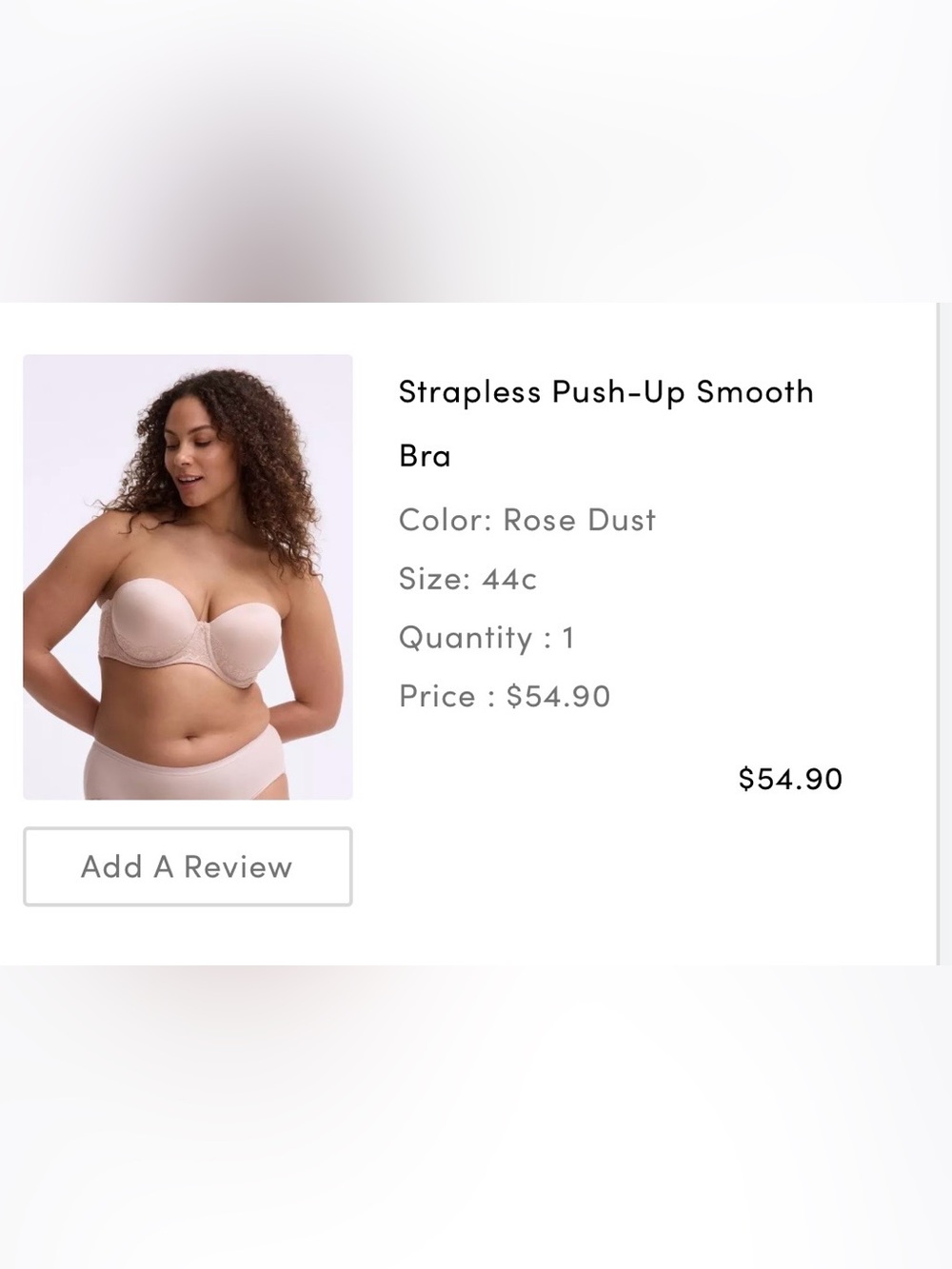 torrid Strapless Push-Up Bra - Rose Dust